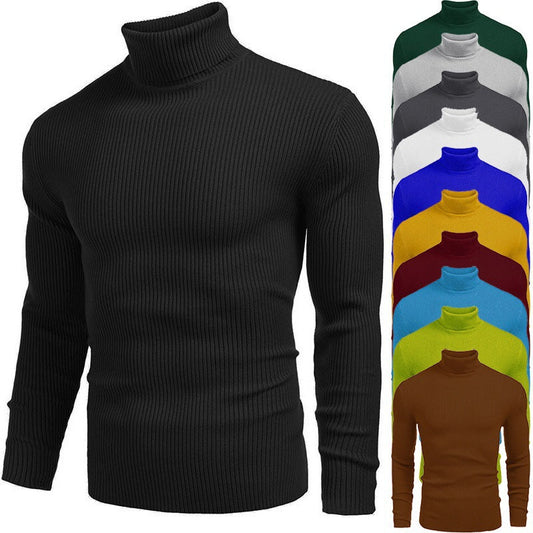 🧶Vinterstickad polotröja för herr – ribbstickad turtleneck med långa ärmar, mjuk och varm, perfekt för kalla dagar!✨