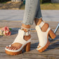 👡SLEVA 50 %✨ Sandály s otevřenou špičkou a masivním podpatkem | Stabilní zvýšení podpatku · Prodyšný prolamovaný design · Nastavitelné pásky kolem kotníku · Protiskluzová gumová podrážka · Univerzální letní model
