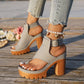 👡SLEVA 50 %✨ Sandály s otevřenou špičkou a masivním podpatkem | Stabilní zvýšení podpatku · Prodyšný prolamovaný design · Nastavitelné pásky kolem kotníku · Protiskluzová gumová podrážka · Univerzální letní model