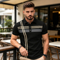 👕 50% SLEVA ✨ Pruhované pánské triko – límec a krátké rukávy – Lehké prodyšné a perfektní na léto sport i každodenní nošení – uvolněný a trendy vzhled 🌊