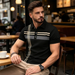 👕 50% SLEVA ✨ Pruhované pánské triko – límec a krátké rukávy – Lehké prodyšné a perfektní na léto sport i každodenní nošení – uvolněný a trendy vzhled 🌊