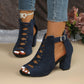 👡 LIMITED-TIME 50% OFF! ✨ Women's Peep-Toe Chunky Heel Sandals – Lattice Cutout, 5 Colors, 34-45 🌿