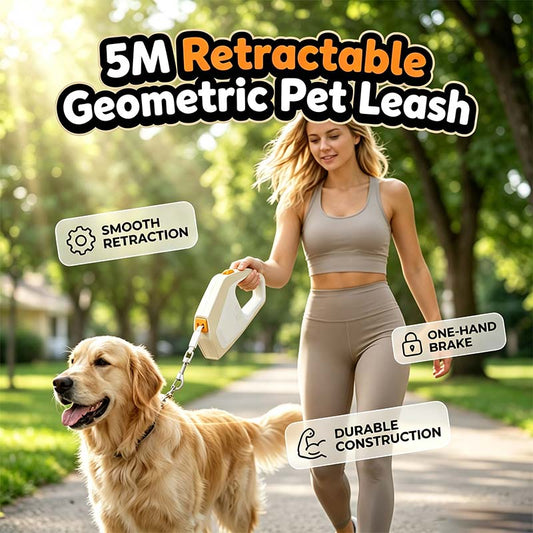 Geometrický navíjecí vodítko pro domácí mazlíčky s jednoknoflíkovým zámkem