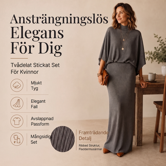 👗 2-delat set för damer: en topp med fladdermusärmar + en lång kjol✨