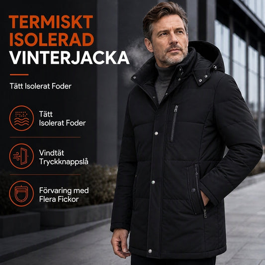 🧥 Mittlångt vinterjacka för män – vadderad, tjockare, avslappnad stil för affärer och vardag