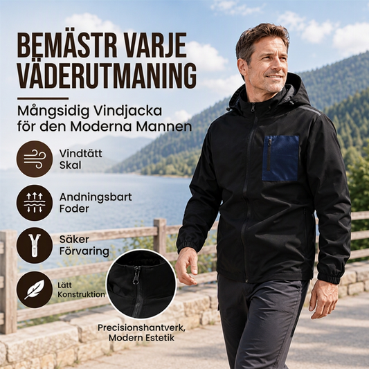 🌬️ Vindtät utomhusjacka för män med avtagbar huva – lätt, vindtät och bekväm, just nu till halva priset! ✨