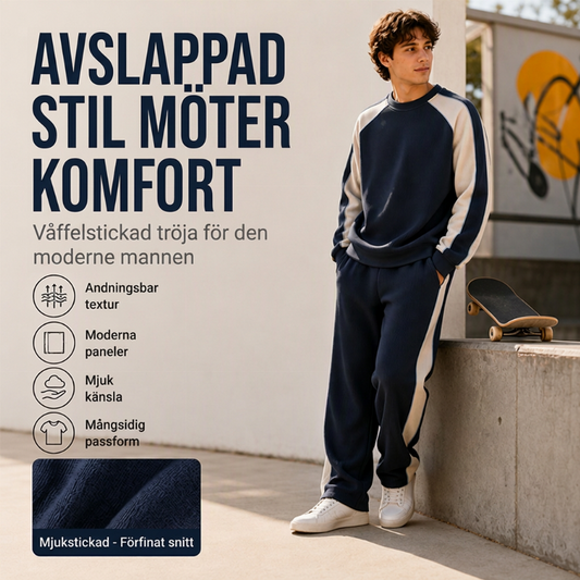 😎 Löst sittande hoodie i kontrastfärger för män