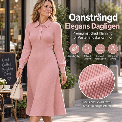 💖Ribbad damklänning med ståkrage, elegant och figursydd, perfekt för både dag- och kvällsutflykter❄️