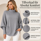 🍀 Kvinnlig turtleneck batärmade ärmar stickad tröja💞