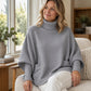 🍀 Kvinnlig turtleneck batärmade ärmar stickad tröja💞