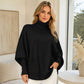 🍀 Kvinnlig turtleneck batärmade ärmar stickad tröja💞