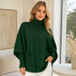 🍀 Kvinnlig turtleneck batärmade ärmar stickad tröja💞