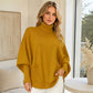 🍀 Kvinnlig turtleneck batärmade ärmar stickad tröja💞