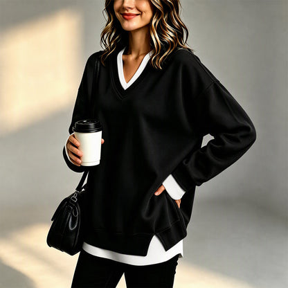 💖Lagerlookad V-ringad Sweatshirt för Kvinnor✨