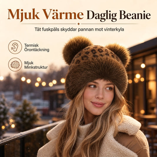 🎩Kvinnor Vintage Leopard Print Plysch Björn Öron Mongolisk Mössa Tjock Varm Vinter Öronlapp Beanie