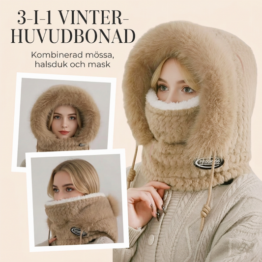 🧣Vinter halsduk och mask med huva för dam, 3-i-1