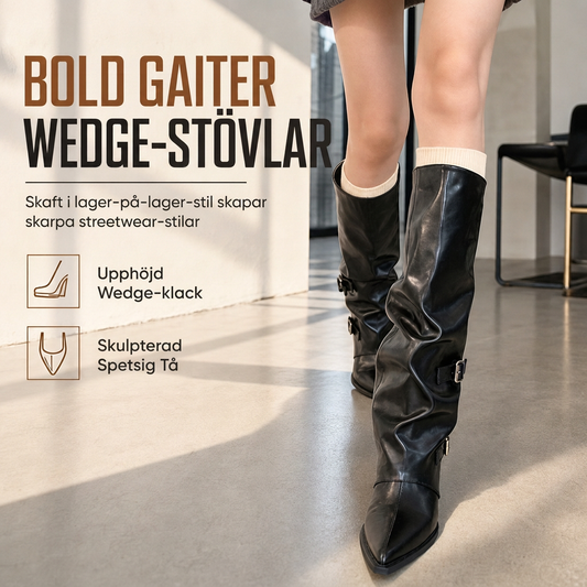 👢Mjukt läder spetsig tå skrynkliga knähöga stövlar med grov klack för kvinnor✨