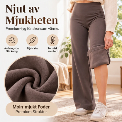 👖Dambyxelkläder med hög midja, fodrade med mjukt plysch och formade som flare-byxor✨