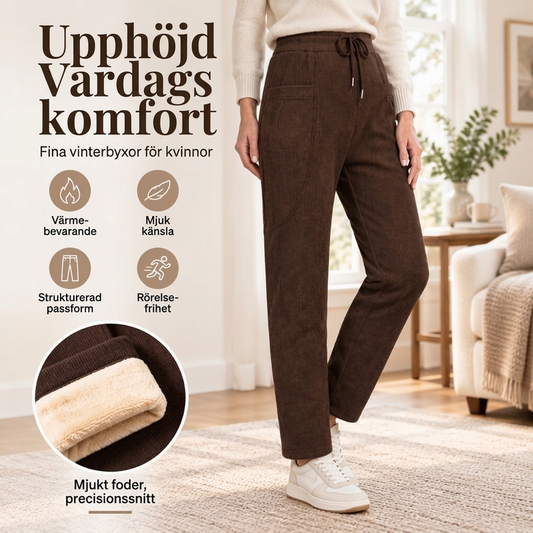 👖Vinterbyxor i corduroy med värme för kvinnor💫